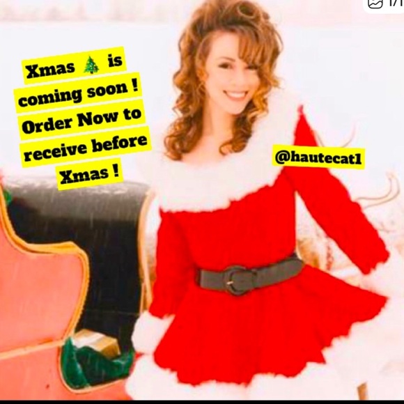 Red Santa Claus sexy Dress with White Fur Trim - Picture 8 of 8